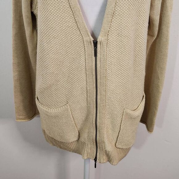 J. Jill Khaki Cardigan Size Small Tan Zip Front Cardigan Sweater - Picture 3 of 8